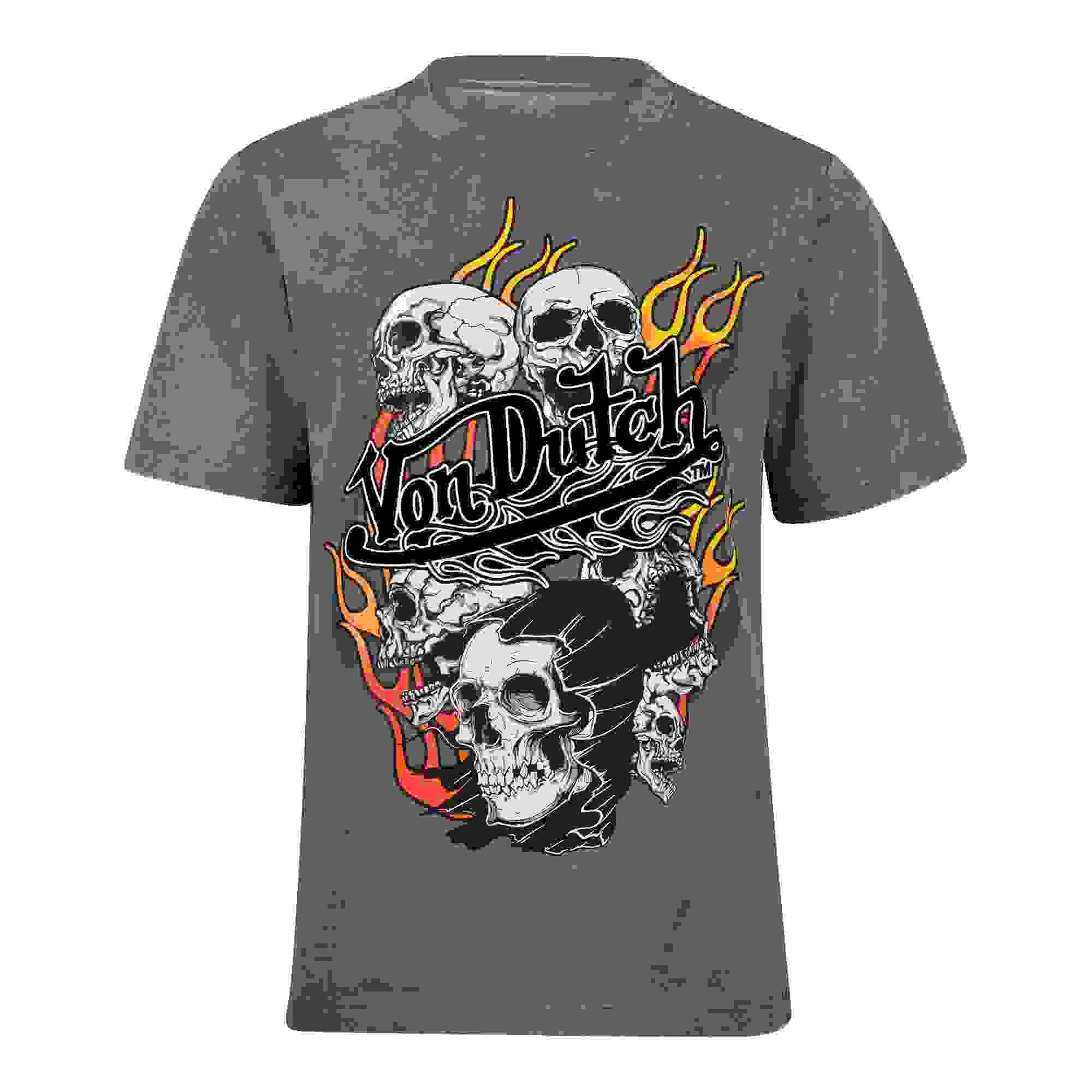 Von Dutch Multi Skull Big Boys' Grey Tee